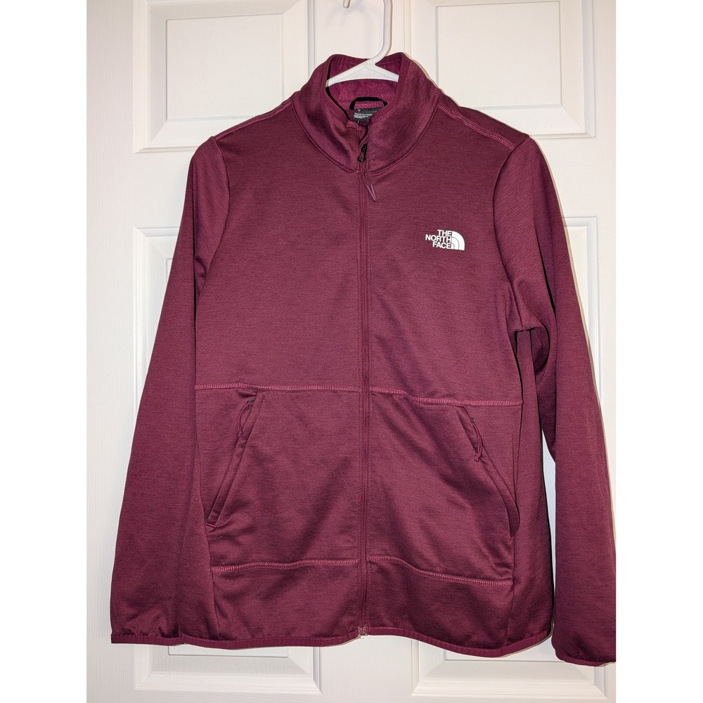 The North Face Mens Full Zip Fleece Jacket Burgundy Maroon Mock Neck Size M
